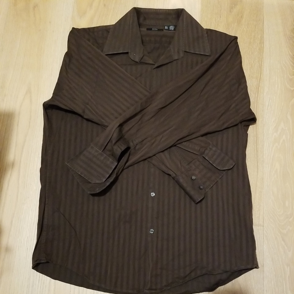 Hugo Boss Brown Long Sleeve Dress Shirt 16.5